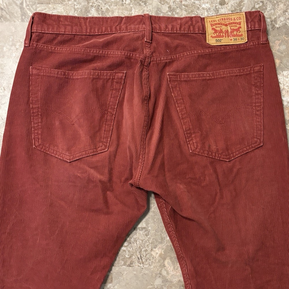 Levi's Pants Mens 36x30 (fits 36x28) Red 502 Straight Taper Corduroy Casual